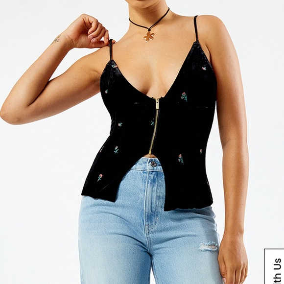 NWT WeWoreWhat peplum black velvet corset - Picture 1 of 11